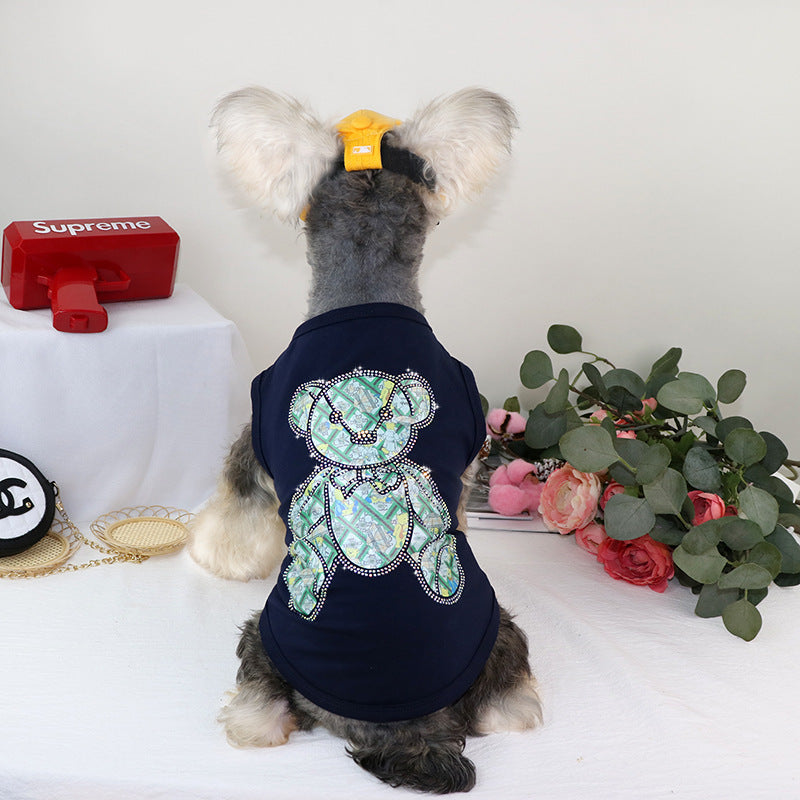 HKM-192403 Cotton Pet Vest for Small and Medium Dogs - Adjustable Sizes in Black, White, Pink, Leopard Print