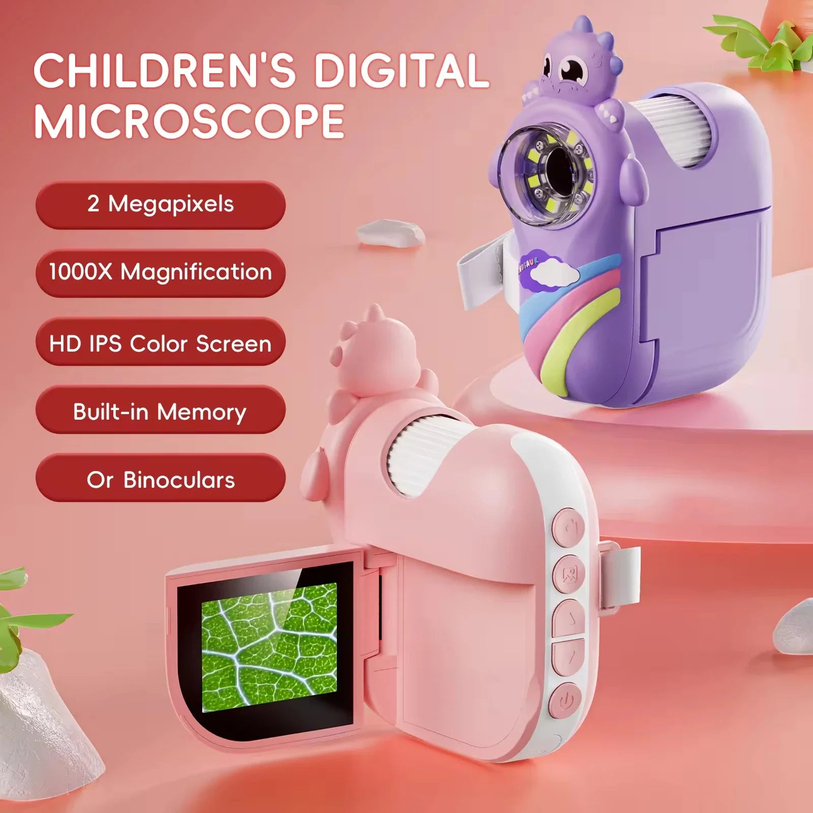KTX-192531 Children's Portable 2-Inch Handheld HD Microscope for Nature Exploration and Learning