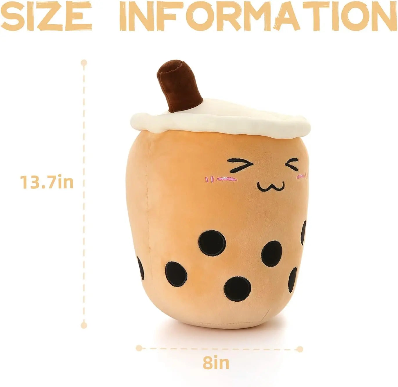 Plush Boba Milk Tea Cup Pillow Stuffed Toy - Soft PP Cotton, Available in 24/35/50cm