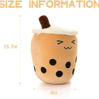 HKM-192595 Plush Boba Milk Tea Cup Pillow Stuffed Toy - Soft PP Cotton, Available in 24/35/50cm