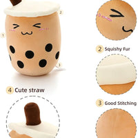 HKM-192595 Plush Boba Milk Tea Cup Pillow Stuffed Toy - Soft PP Cotton, Available in 24/35/50cm