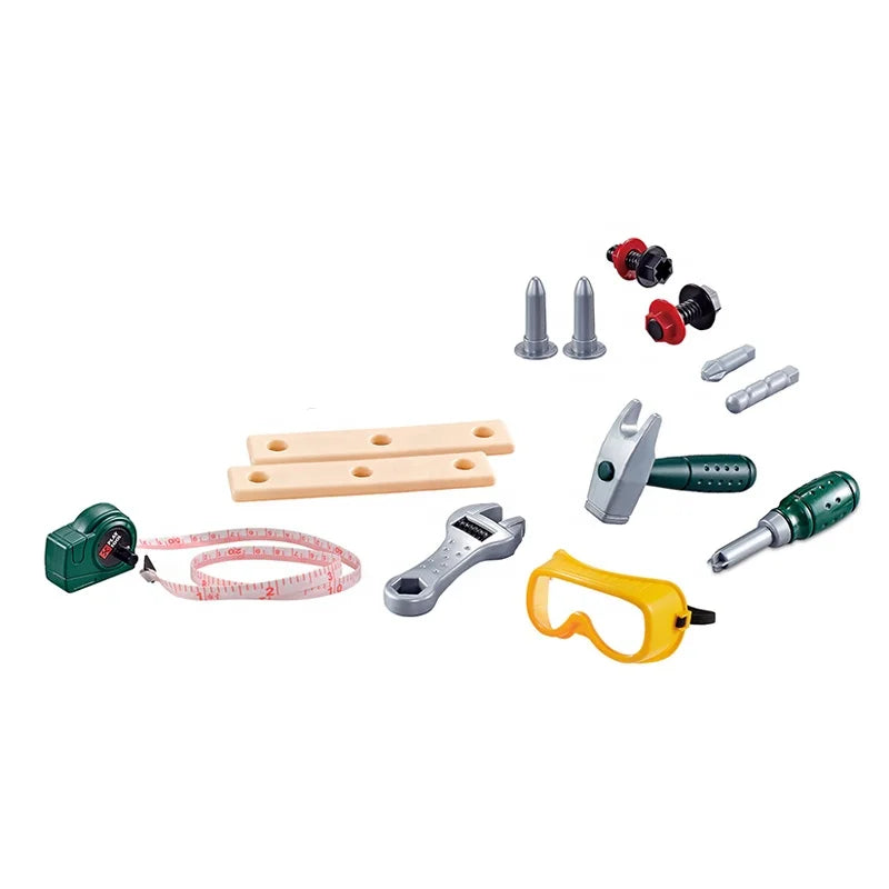 KTX-192787 Kids Pretend Play Electric Simulation Tool Set with Chainsaw and Garden Tools in Portable Box