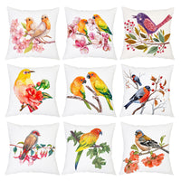 HKM-192787 Nordic Bird Pattern Flannel Pillowcase - 45x45cm, Polyester Print Design