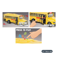 HKM-192915 Inertial Electric Light Music Double-Decker Mini Bus Toy for Kids Ages 2-7 with Opening Doors and Sound Features