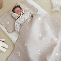 HKM-193107 Double-Sided Cotton Embroidery Baby Blanket - 100x110cm for All Seasons