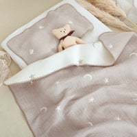 HKM-193107 Double-Sided Cotton Embroidery Baby Blanket - 100x110cm for All Seasons