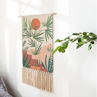 HKM-193171 Hand-woven Nordic Tapestry with Plant and Flower Designs - 70x50cm