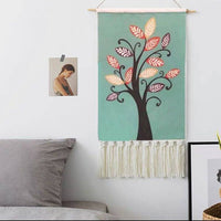 HKM-193171 Hand-woven Nordic Tapestry with Plant and Flower Designs - 70x50cm