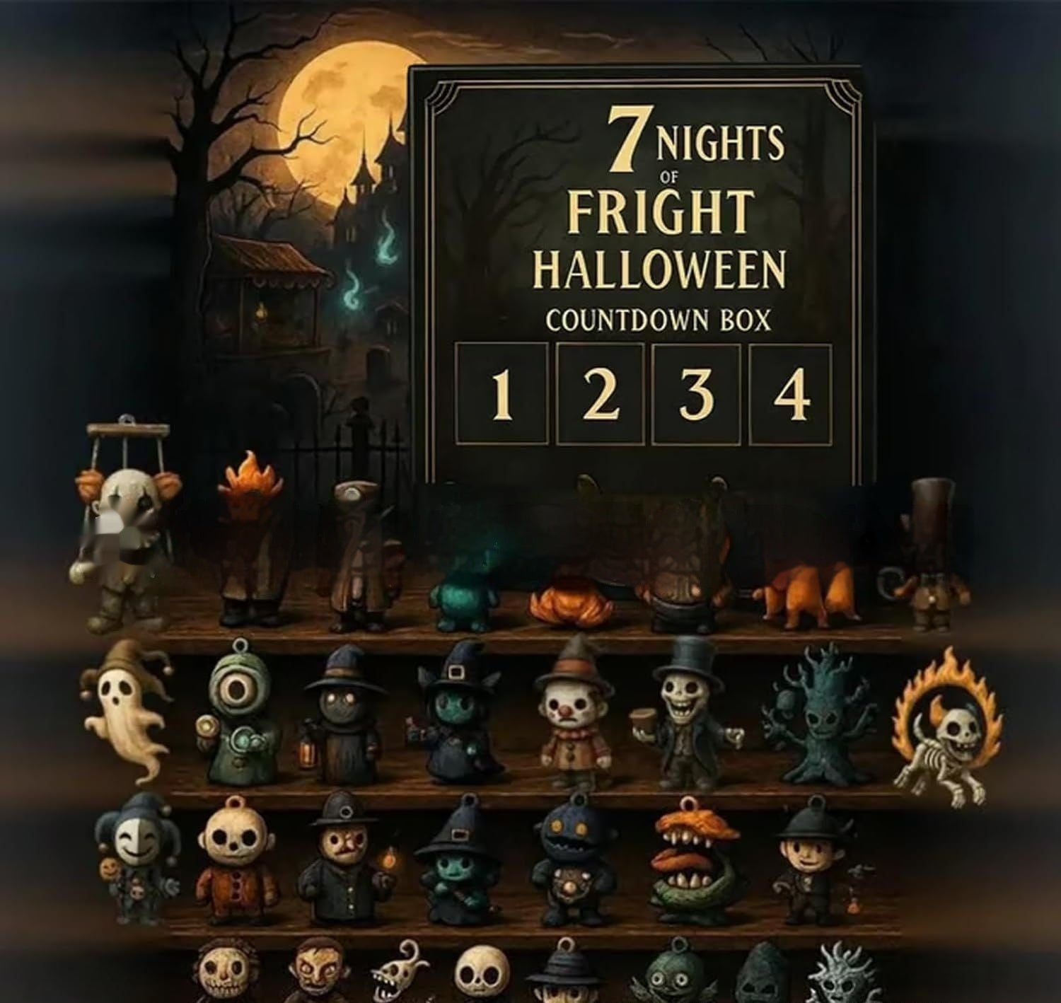 HKM-193235 31 Night Halloween Countdown Doll Blind Box – Resin Craft Advent Surprise