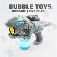 HKM-193363 Mecha Dinosaur Bubble Maker with Light and Music for Kids, Fun Outdoor Soap Bubble Toy