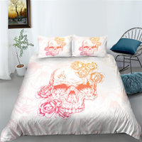 HKM-193427 3D Printed Skull Three-Piece Bedding Set with Duvet Cover, Sheet, and Pillowcase, 200x230cm