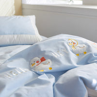 HKM-193427 Cotton Cartoon Duvet Cover Set with Cute Duck Design in Multiple Colors