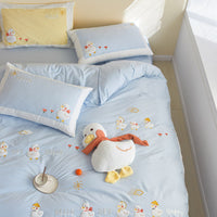 HKM-193427 Cotton Cartoon Duvet Cover Set with Cute Duck Design in Multiple Colors
