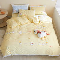 HKM-193427 Cotton Cartoon Duvet Cover Set with Cute Duck Design in Multiple Colors