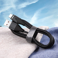 HKM-193491 Flat Magnetic Fast Charging Data Cable for Android, iOS, TYPE-C Devices - 3A Current Support, LED Light, Available in Black, Red, Blue