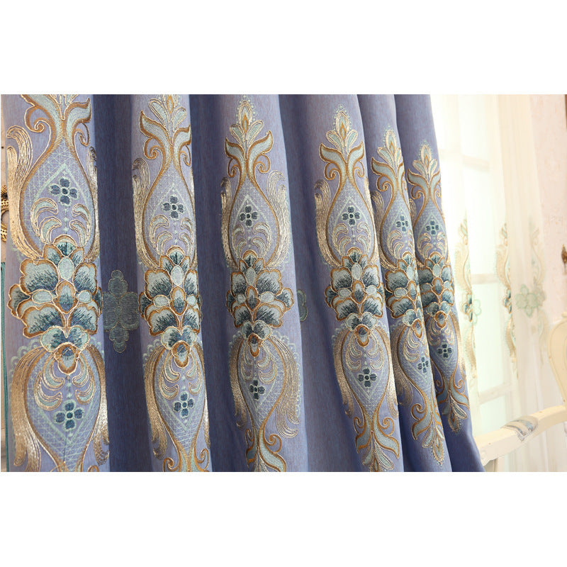 HKM-193811 Modern Slub Cotton Embroidery Curtain Fabric - High Shading in Yellow, Beige, Blue