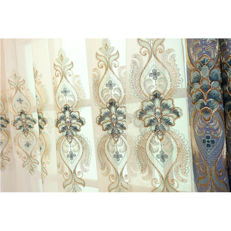 HKM-193811 Modern Slub Cotton Embroidery Curtain Fabric - High Shading in Yellow, Beige, Blue
