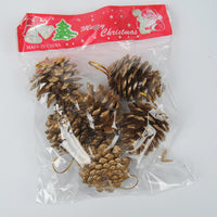 HKM-193875 Pine Cone Christmas Decoration Pendants in Gold and Silver - Set of 6
