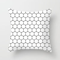 HKM-193939 Geometric Black and White Polyester Pillowcases with Plush Filling