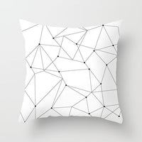 HKM-193939 Geometric Black and White Polyester Pillowcases with Plush Filling