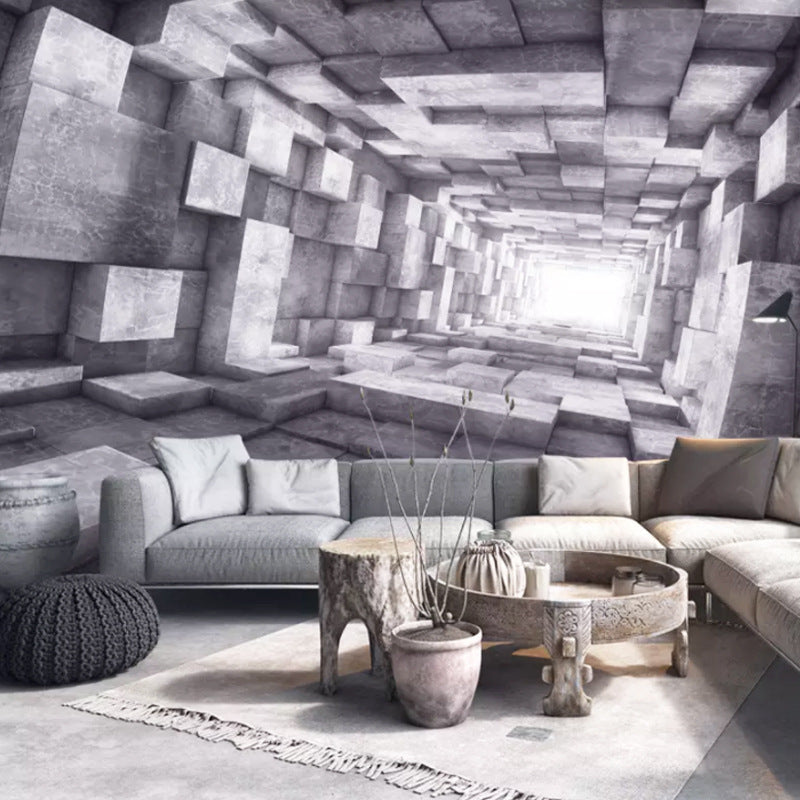 HKM-193939 Industrial Style 3D Three-Dimensional Extended Space Wallpaper for Living Room or Bar