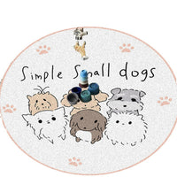 HKM-194003 Round Cartoon Floor Mat for Bedroom - Cute Animal & Dinosaur Designs, Machine Washable Polyester Fiber, Multiple Sizes Available