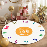 HKM-194003 Round Cartoon Floor Mat for Bedroom - Cute Animal & Dinosaur Designs, Machine Washable Polyester Fiber, Multiple Sizes Available