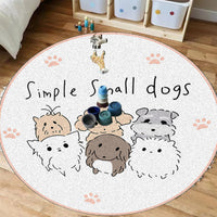 HKM-194003 Round Cartoon Floor Mat for Bedroom - Cute Animal & Dinosaur Designs, Machine Washable Polyester Fiber, Multiple Sizes Available