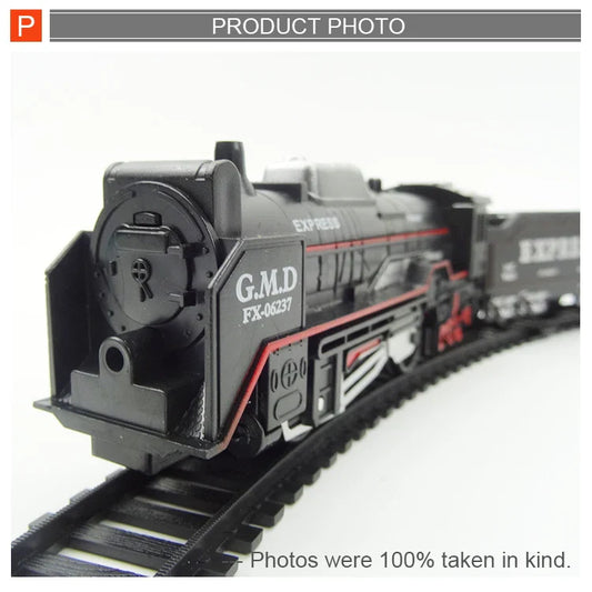 HKM-194067 Battery Operated Railway Train Toy with Sound and Light for Ages 5-13, Plastic Construction