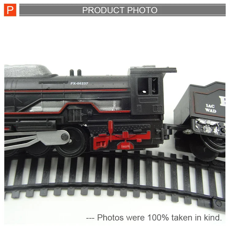 HKM-194067 Battery Operated Railway Train Toy with Sound and Light for Ages 5-13, Plastic Construction