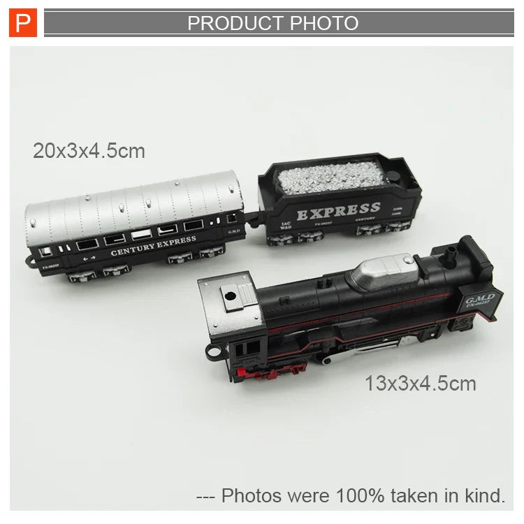 HKM-194067 Battery Operated Railway Train Toy with Sound and Light for Ages 5-13, Plastic Construction