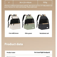 HKM-194131 Lightweight Breathable Four Seasons Pet Backpack for Pets Up to 6KG in Milk Brown, Buckwheat Gray, Olive Green