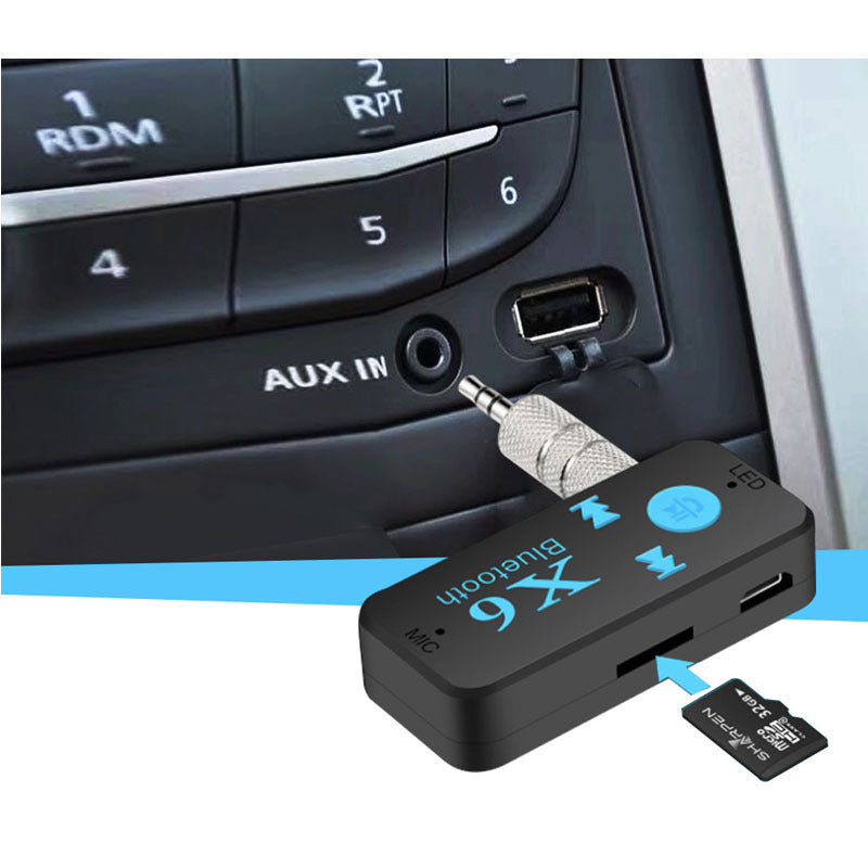 HKM-194323 Bluetooth Car Audio Receiver with TF Card Reader and 3.5mm AUX Cable