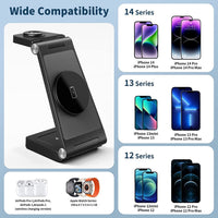 HKM-194515 Vertical Folding Magnetic 3-in-1 Wireless Charger - Black & White