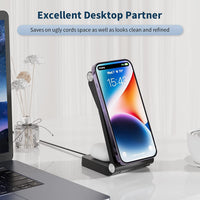 HKM-194515 Vertical Folding Magnetic 3-in-1 Wireless Charger - Black & White