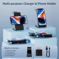 HKM-194515 Vertical Folding Magnetic 3-in-1 Wireless Charger - Black & White