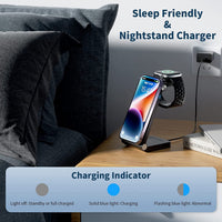 HKM-194515 Vertical Folding Magnetic 3-in-1 Wireless Charger - Black & White