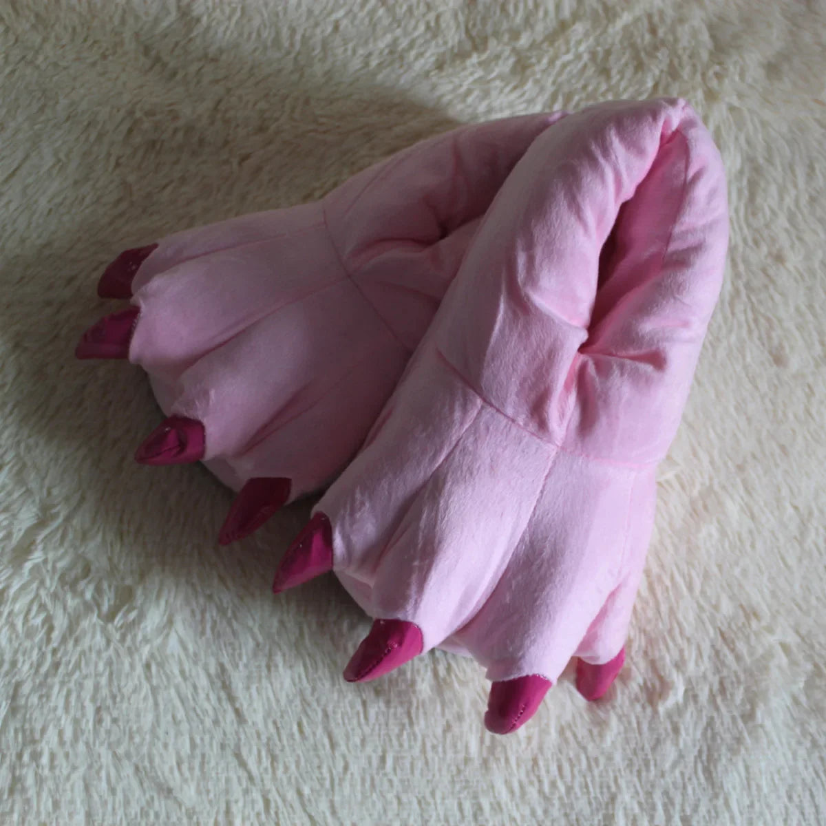 HKM-195091 Plush Animal Claw Slippers for Kids and Adults - Cozy Indoor Floor Footwear