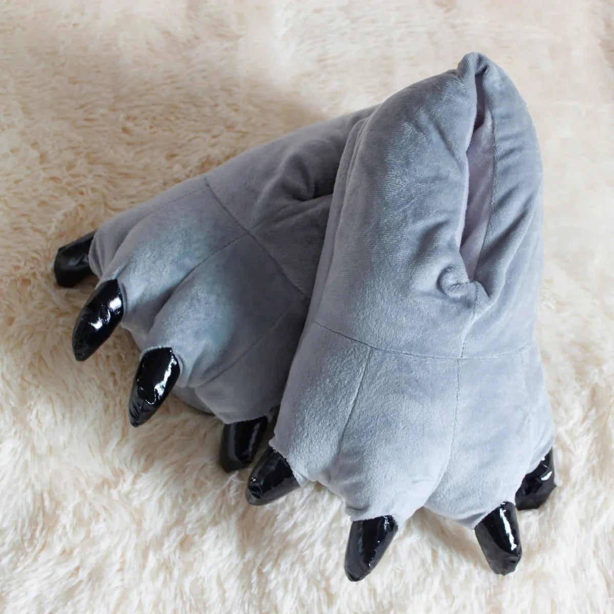HKM-195091 Plush Animal Claw Slippers for Kids and Adults - Cozy Indoor Floor Footwear