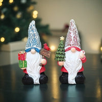 HKM-195219 Handcrafted Christmas Tree Old Man Carved Statue Ornament for Holiday Decor