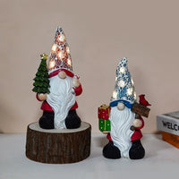 HKM-195219 Handcrafted Christmas Tree Old Man Carved Statue Ornament for Holiday Decor
