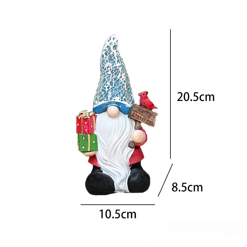 HKM-195219 Handcrafted Christmas Tree Old Man Carved Statue Ornament for Holiday Decor