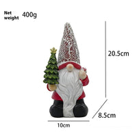 HKM-195219 Handcrafted Christmas Tree Old Man Carved Statue Ornament for Holiday Decor