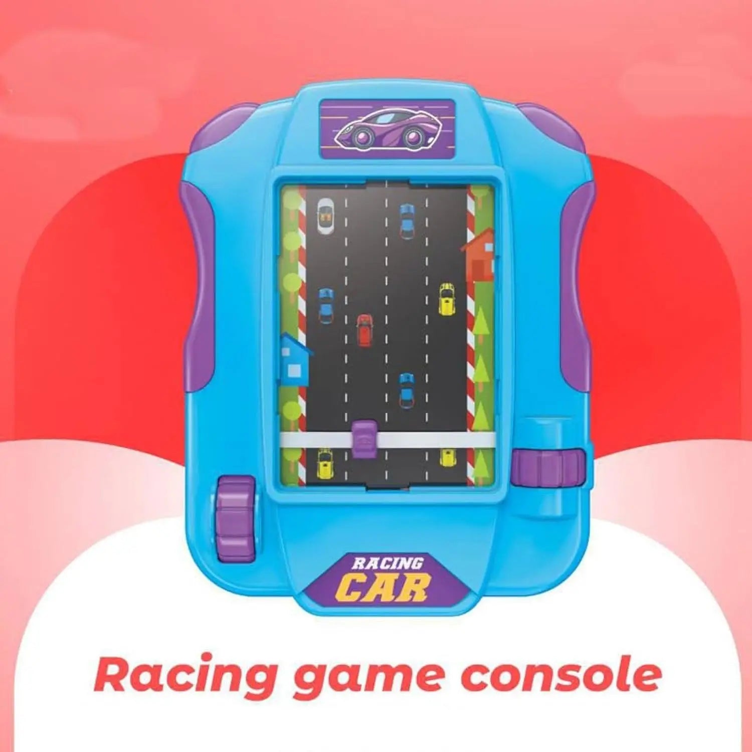 HKM-195219 Handheld Racing Game Console for Kids, Educational Mini Tabletop Racing Toy, Ages 5 and Up