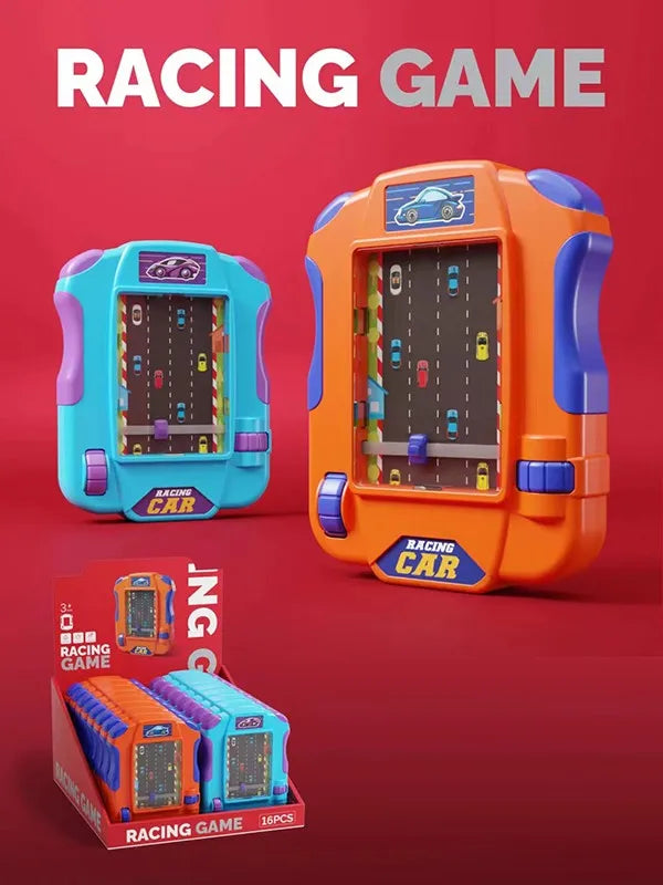 HKM-195219 Handheld Racing Game Console for Kids, Educational Mini Tabletop Racing Toy, Ages 5 and Up