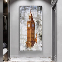 HKM-195347 Retro Golden Tower Landscape Canvas Painting - Modern Frameless Art in Multiple Sizes