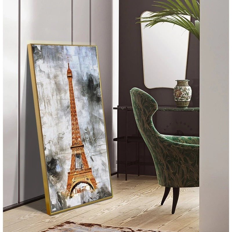 HKM-195347 Retro Golden Tower Landscape Canvas Painting - Modern Frameless Art in Multiple Sizes