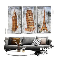 HKM-195347 Retro Golden Tower Landscape Canvas Painting - Modern Frameless Art in Multiple Sizes