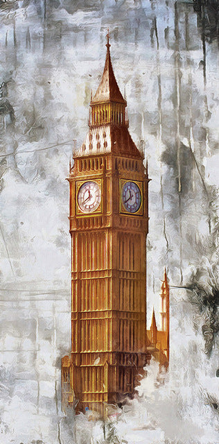 HKM-195347 Retro Golden Tower Landscape Canvas Painting - Modern Frameless Art in Multiple Sizes