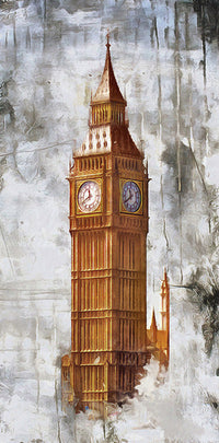 HKM-195347 Retro Golden Tower Landscape Canvas Painting - Modern Frameless Art in Multiple Sizes